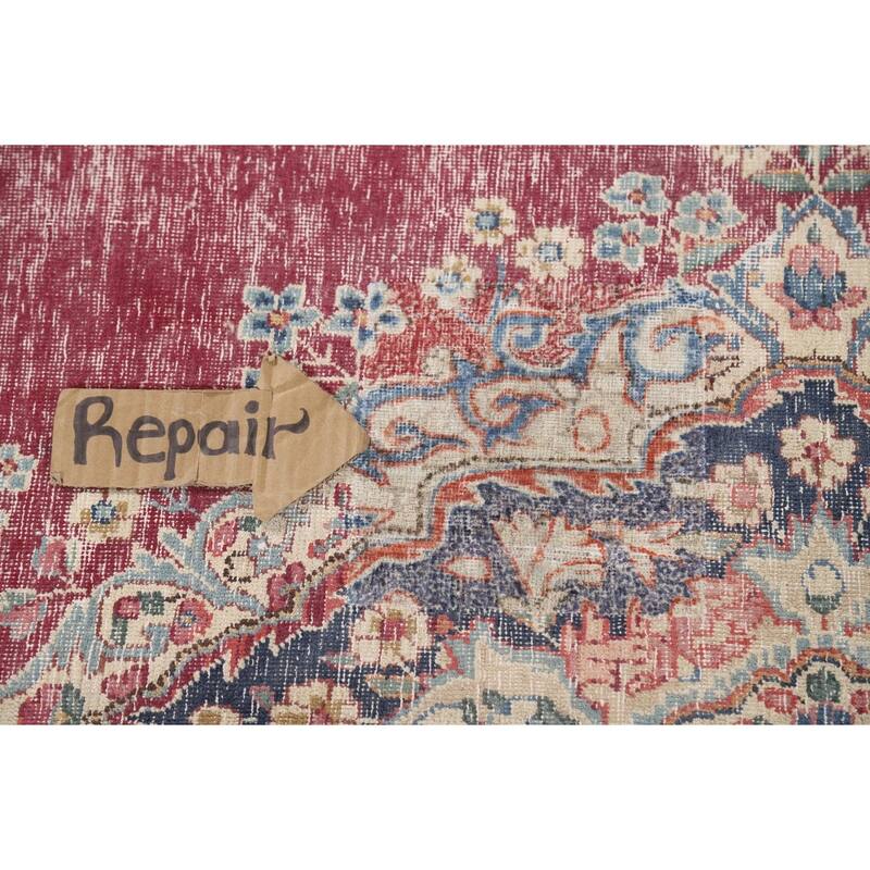 Medallion Kerman Oriental Vintage Area Rug Hand-Knotted Wool Carpet - 6'1"x 9'5"