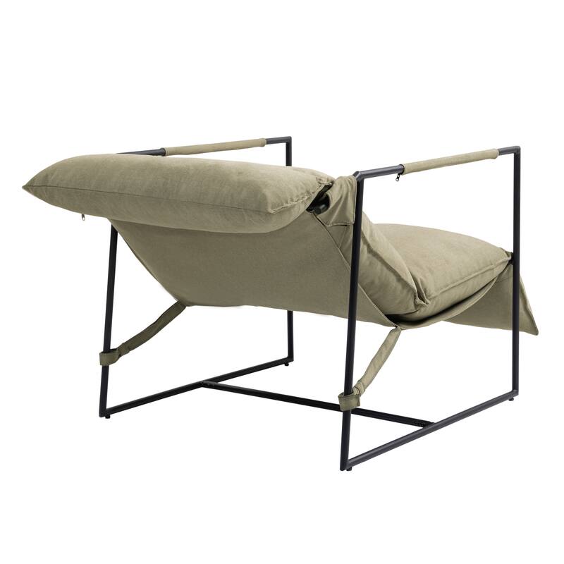 Metal Framed Sling Fabric Accent Chair Set of 2