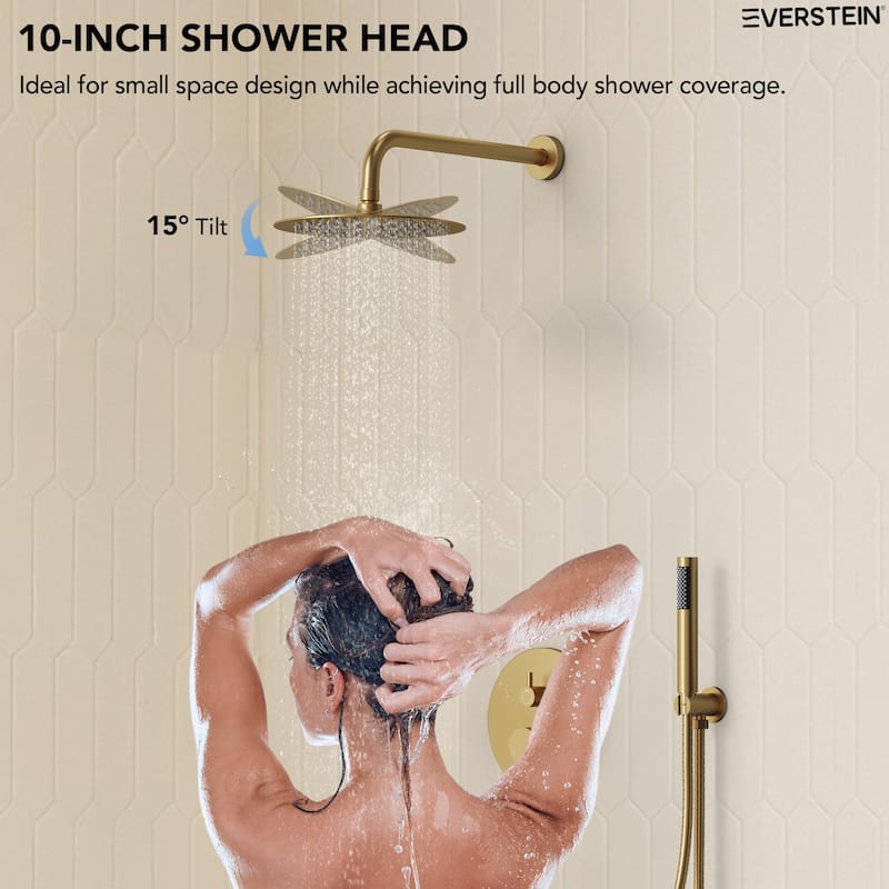 Pressure Balance 3-Functions Shower Head System, 10" Shower Faucet Set with Tub Faucet Spout