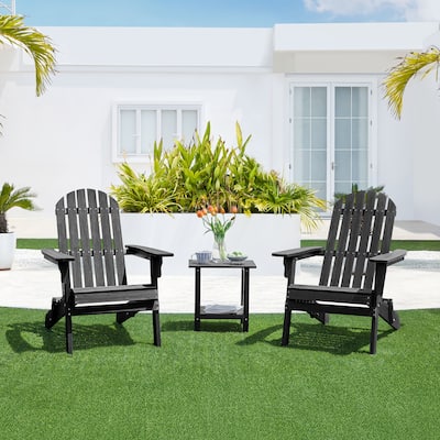 Yaheetech 2-piece Folding Adirondack Chair Solid Wood Garden Chair Weather Resistant