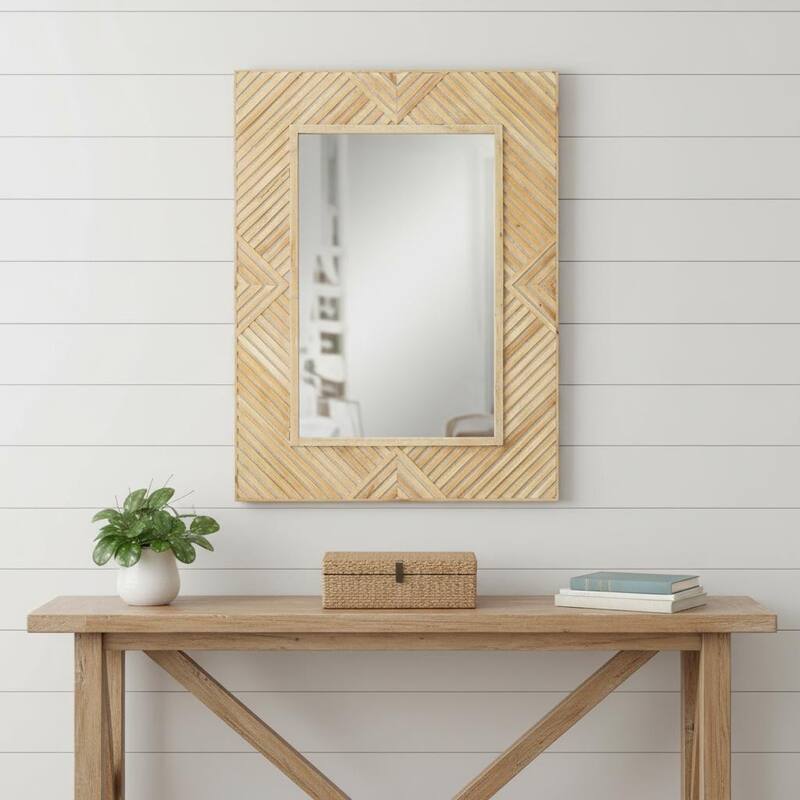 HomeRoots 40" Light Brown Wood Accent Mirror - 30.00 in. x 40.00 in. x 2.00 in. - 30.00 in. x 40.00 in.  x 2.00 in.