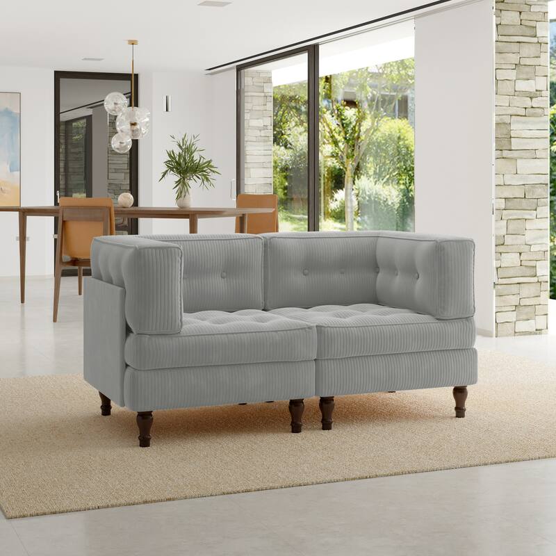 Oversized Sofa Corduroy Tufted Modular Sectional Set