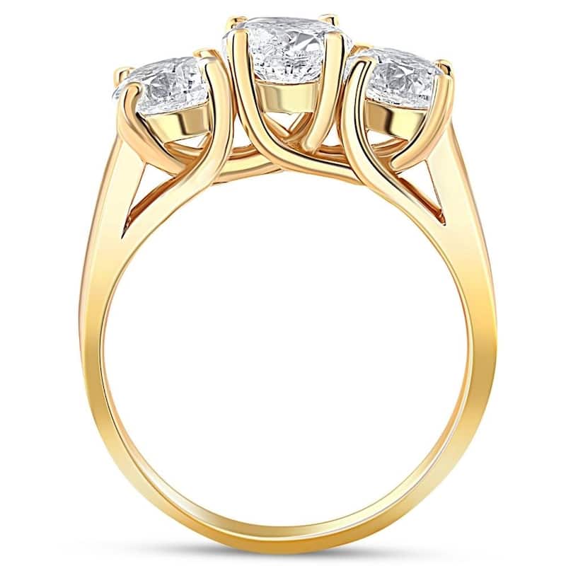 3ct Diamond Three Stone Wedding Anniversary Ring 14k Yellow Gold Enhanced