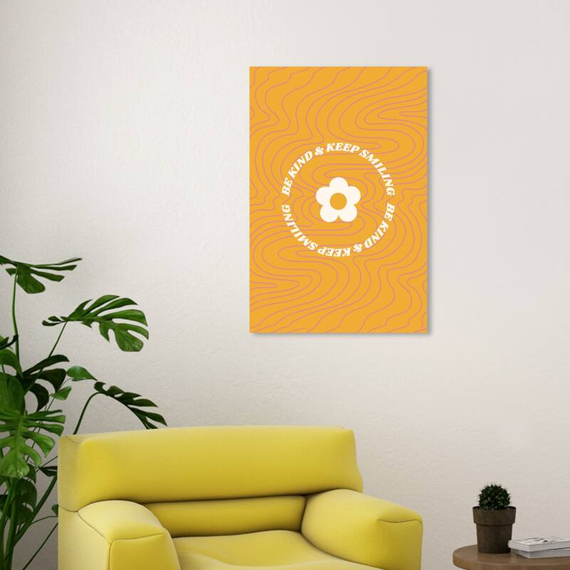 Wynwood Studio Canvas Typography and Quotes Be Kind Butterscotch Gold and Yellow Modern & Contemporary Wall Art Canvas Print