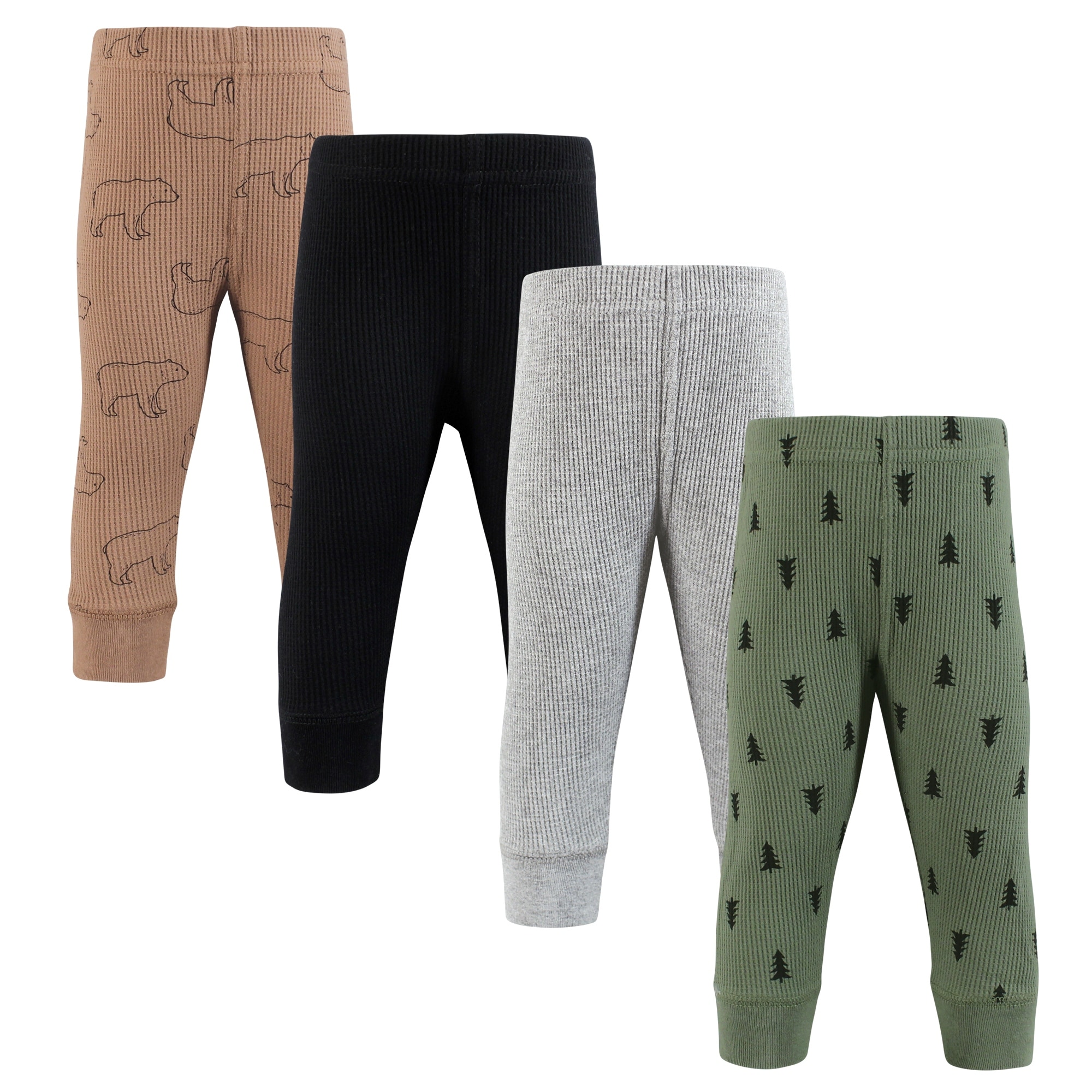 Hudson Baby Infant Boy Thermal Tapered Ankle Pants 4pk, Bear Tree