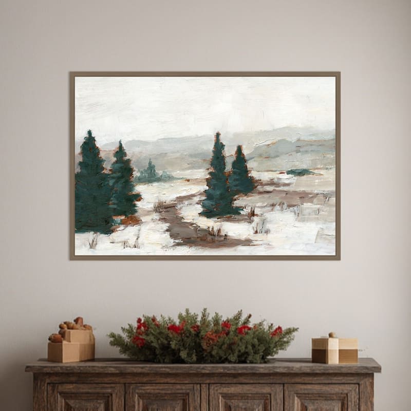Melting Snow I by Ethan Harper Framed Canvas Wall Art Print - Sylvie Dark Gold