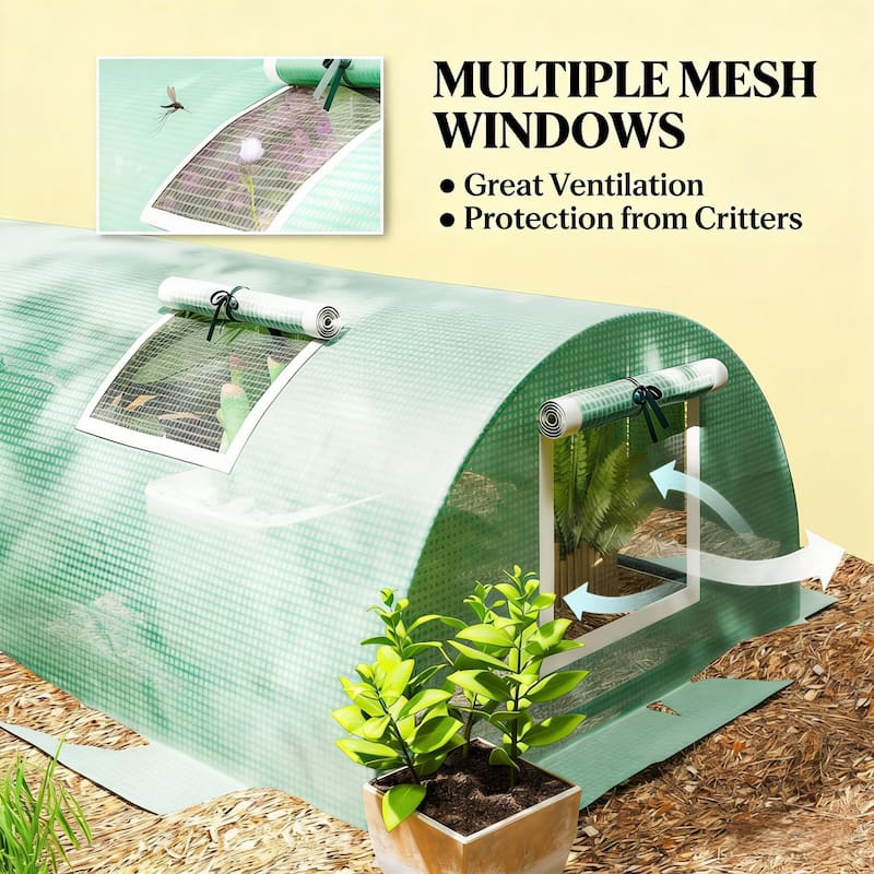 GDFStudio Outdoor Kael Compact Mini Greenhouse with Steel Frame and PE Cover - Green