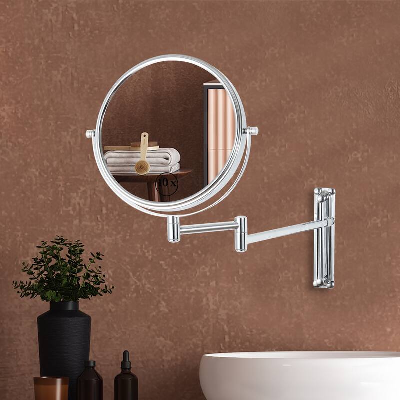 Hansabenne 8" x 8" Height Adjustable Wall Mirror Makeup Mirror Magnifying Vanity Mirror