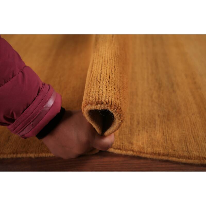 Orange & Yellow Gabbeh Modern Area Rug Hand-Knotted Wool Carpet - 6'3" x 9'4"