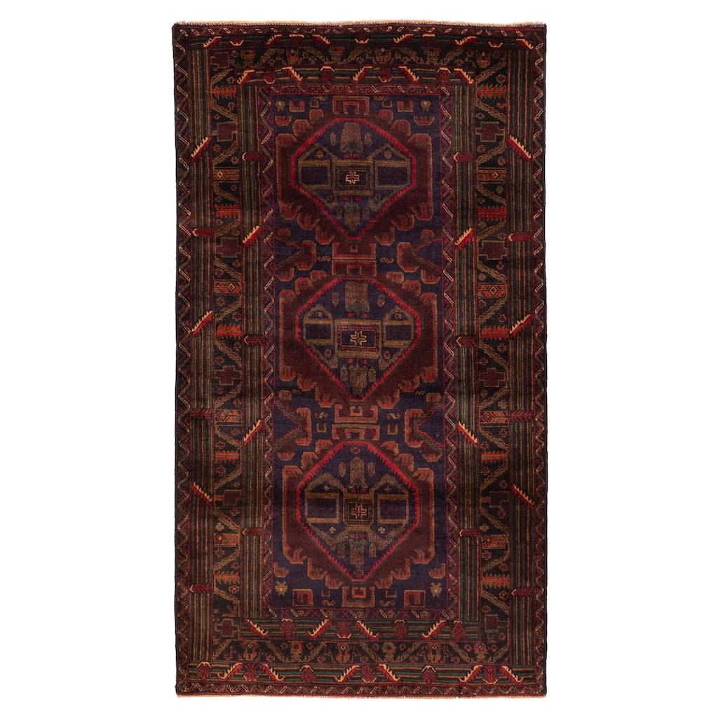 ECARPETGALLERY Hand-knotted Teimani Dark Navy Wool Rug - 3'7 x 6'8