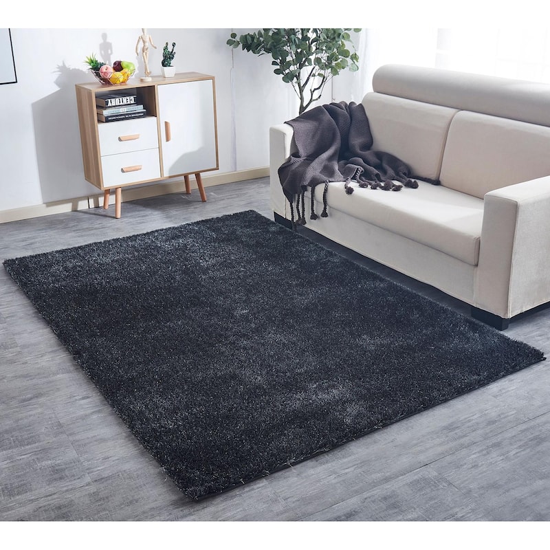 24" x 36" Hand Tufted Area Rug with Cotton Backing - 2' x 3' Oval - Dark Grey