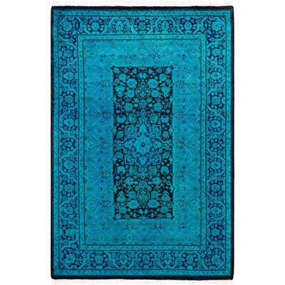 Overdyed One-of-a-Kind Hand-Knotted Area Rug - Green - 4' 1" x 6' 1"