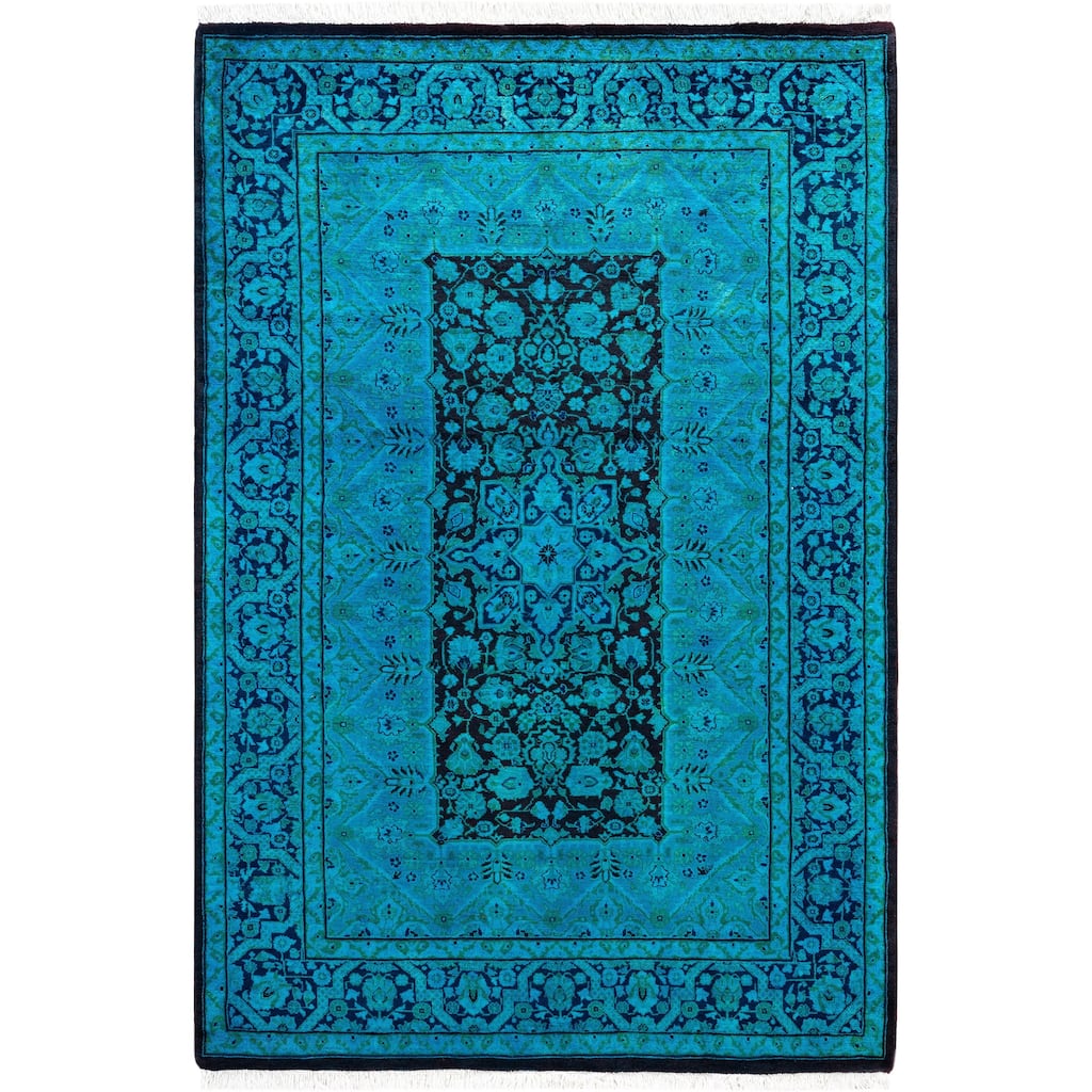 Overdyed One-of-a-Kind Hand-Knotted Area Rug - Green - 4' 1" x 6' 1"