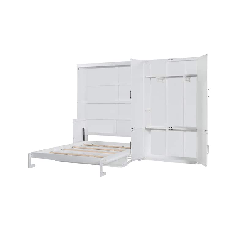 Queen Murphy Bed with Sofa & Shelves, Space-Saving Design