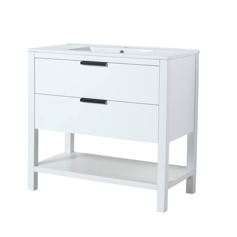 GDFStudio - Everett Modern Freestanding Bathroom Vanity with Dual Soft-Close Drawers