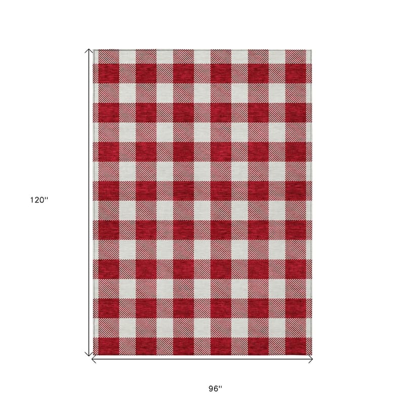 HomeRoots Plaid Transitional Rectangle Outdoor Rug