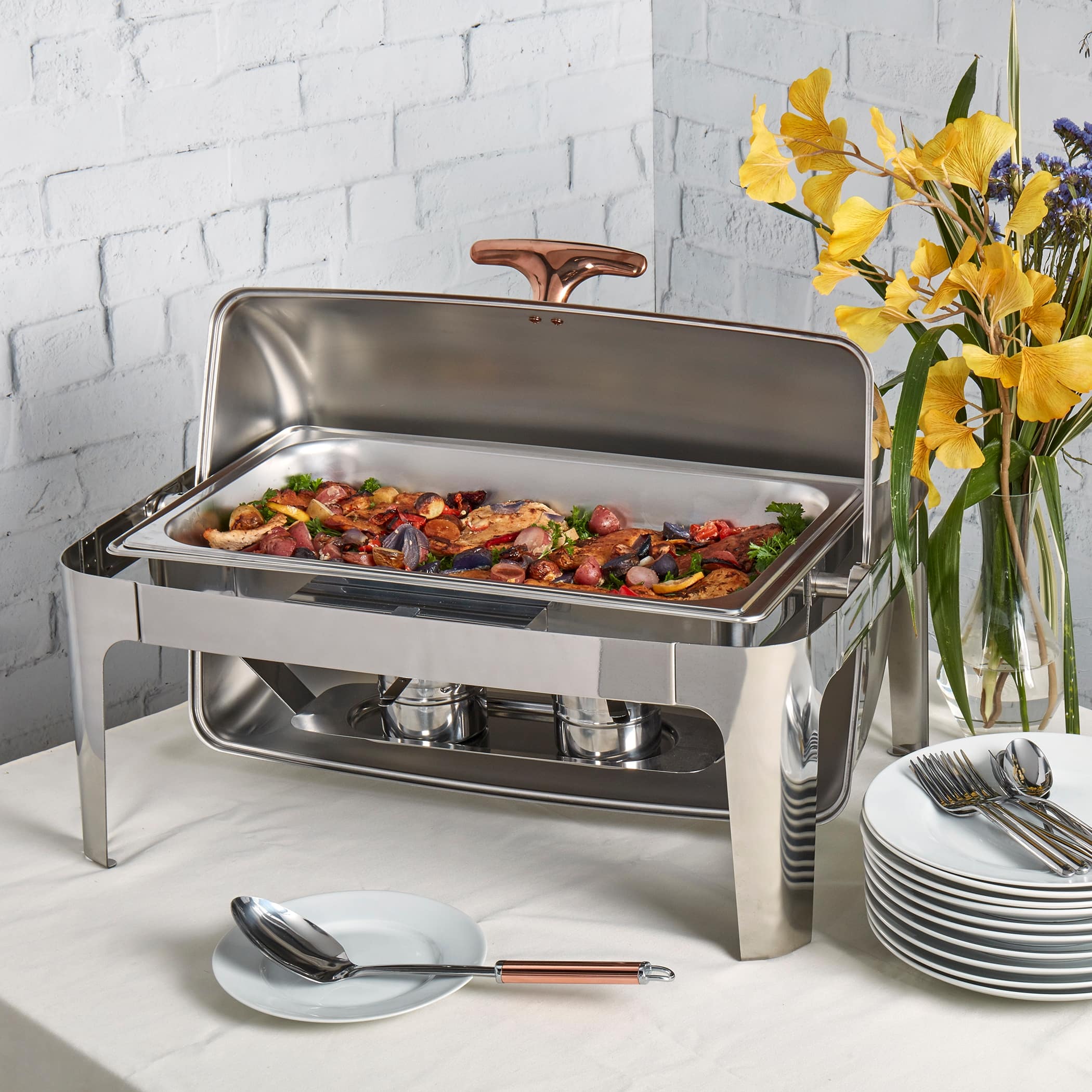 Denmark 5pc 9.5qt Rectangular Roll Up Stainless Steel Chafing Dish