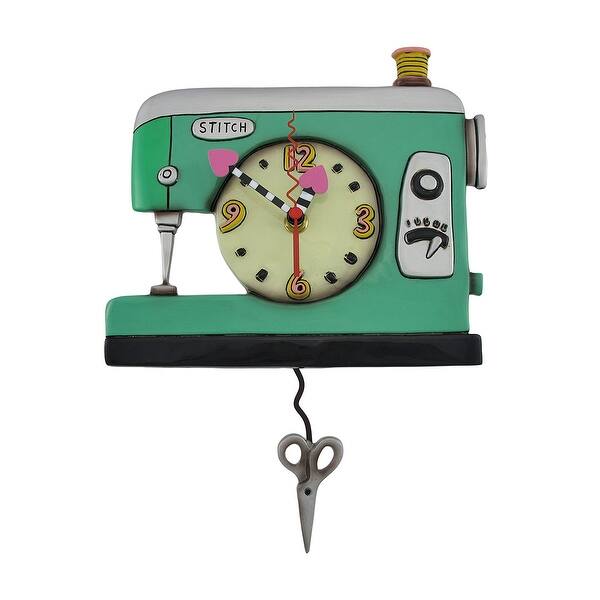 slide 2 of 4, Allen Designs Stitch Sewing Machine Pendulum Wall Clock - 7.5 X 9 X 2 inches