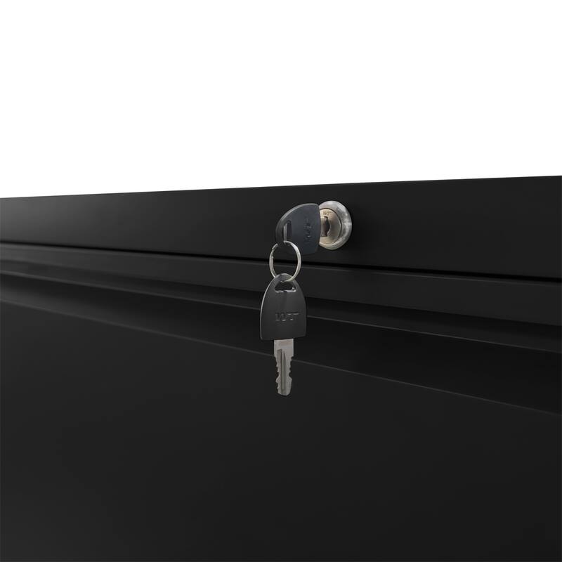 Lateral Black File Cabinet 4 Drawer,with Lock,Lockable File Cabinet