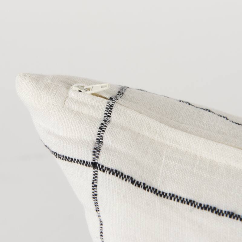 Suzanne White & Black Square Pattern Decorative Pillow Cover