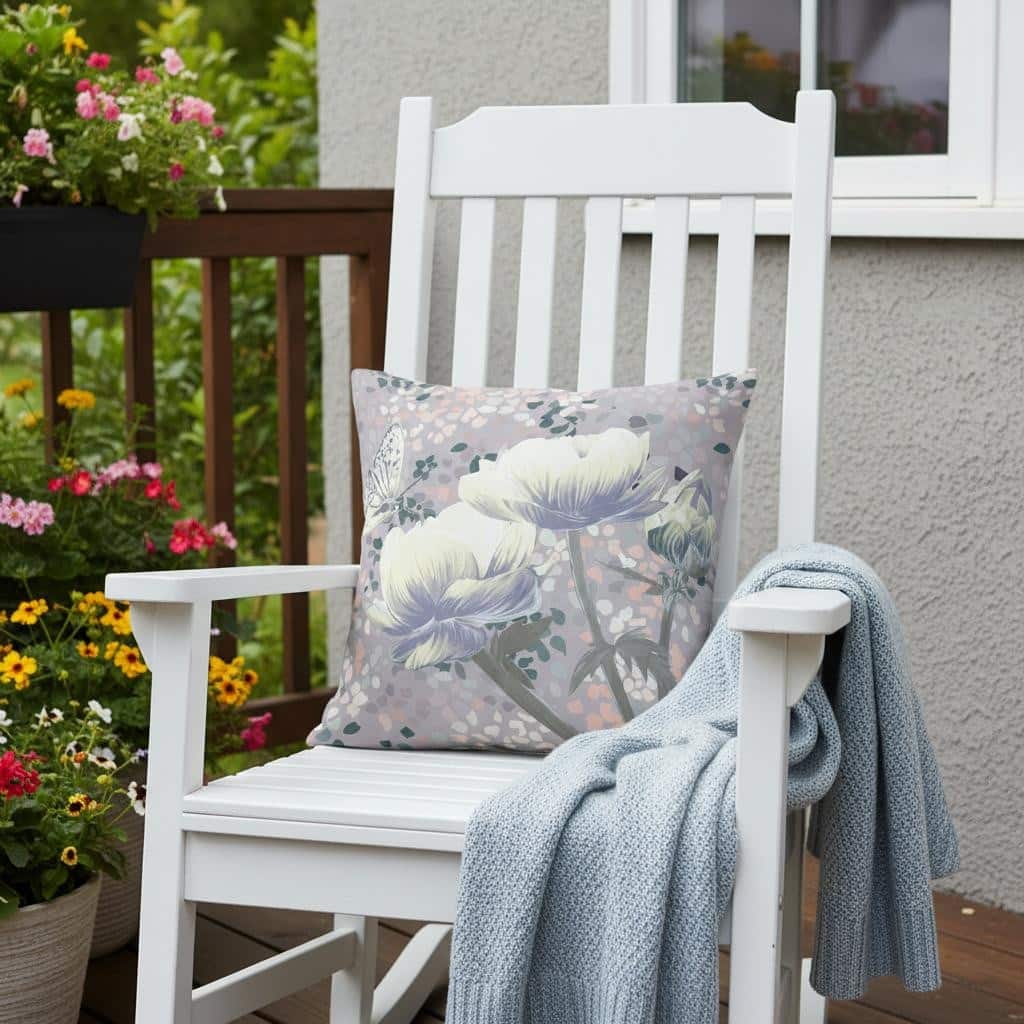 HomeRoots 26" x 26" Yellow Butterfly Blown Seam Floral Indoor Outdoor Throw Pillow - 26.00' X '5.00' X '26.00