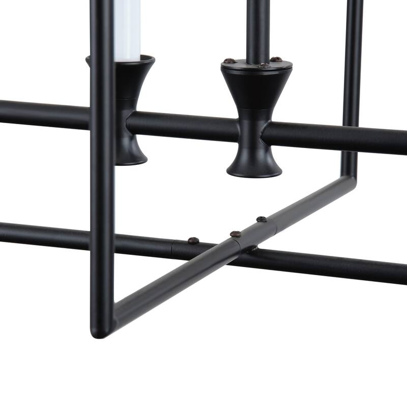 Farmhouse Black 6-Light Metal Frame Chandelier for Kitchen Island