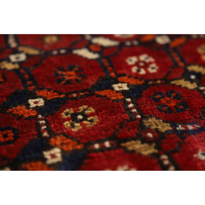 Hand Knotted Oriental 100% Wool Carpet Traditional Geometric Red Shiraz Area Rug - 8' 7'' X 5' 8''