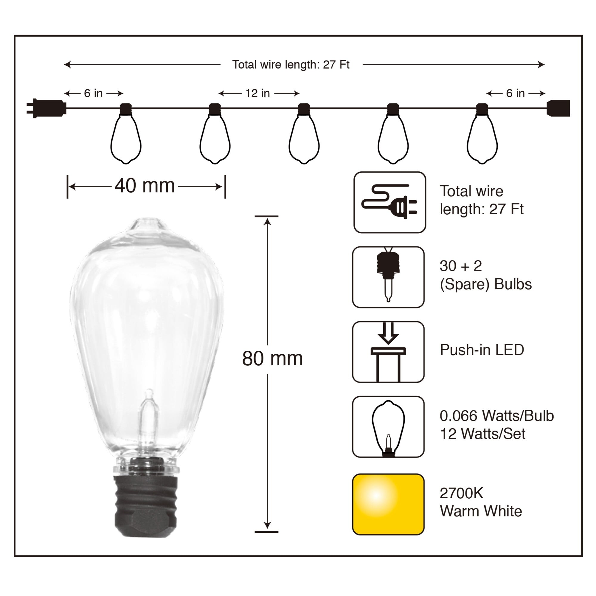 Mainstays led edison string lights sale