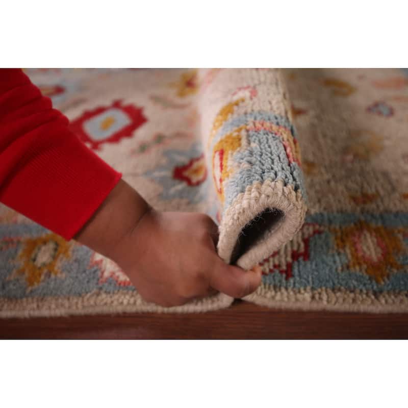 Floral Oushak Oriental Foyer Rug Hand-Knotted Wool Carpet - 2'6"x 5'10"