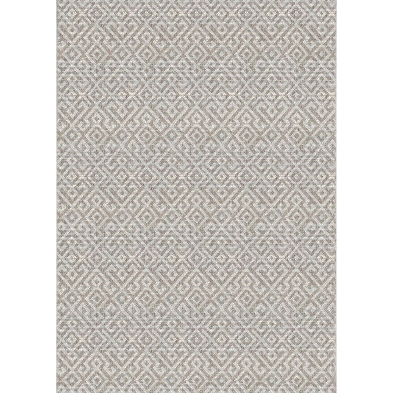 Samantha Greek Key Indoor/ Outdoor Area Rug - 7'6" x 10'9" - Light Brown/Gray