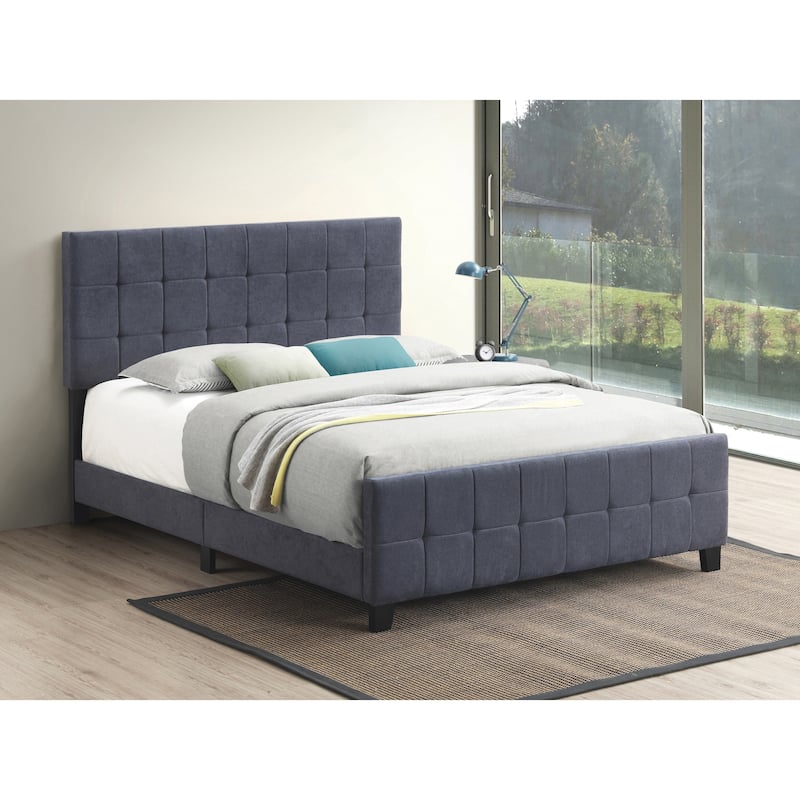 Destiny Grid Tufted Upholstered Panel Bed