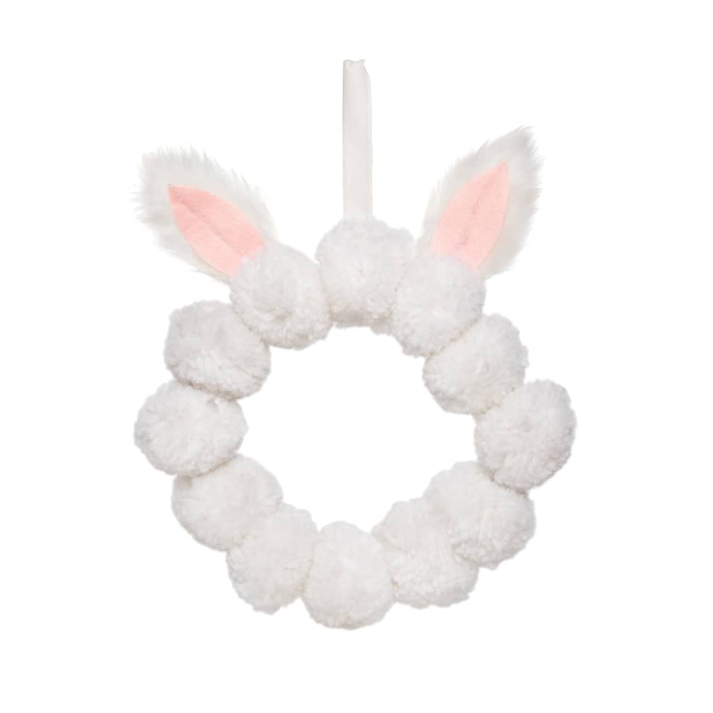 13" Fluffy Easter Bunny Spring Decorative Hanging Wreath