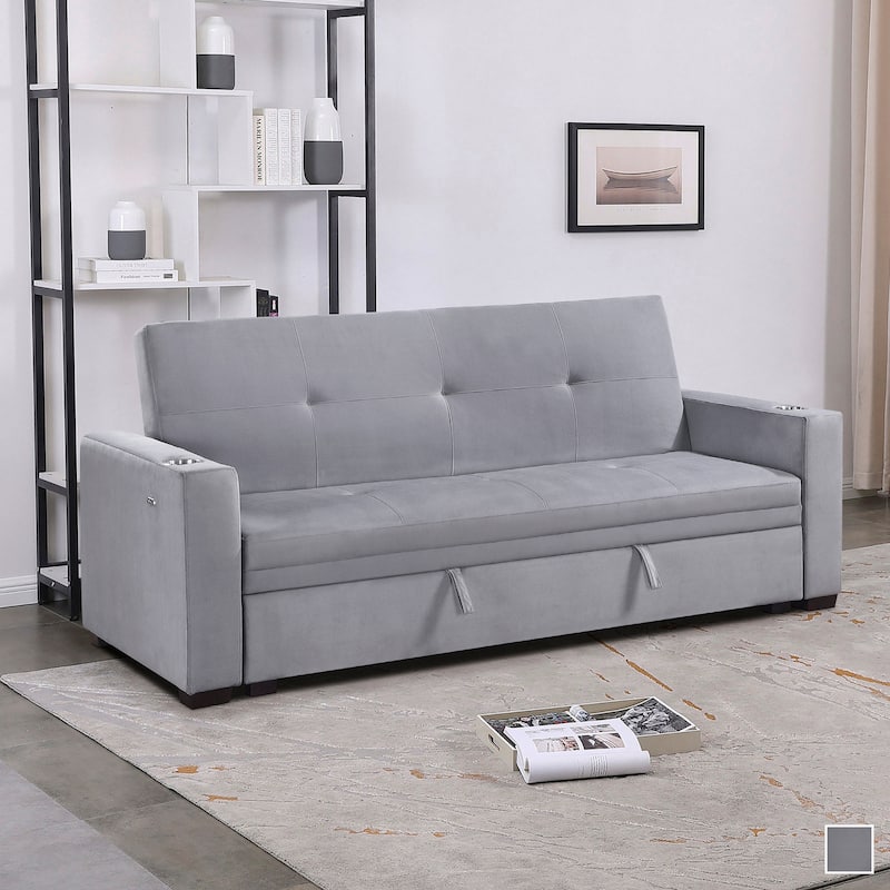 Kentia Velvet Convertible Futon Sofa