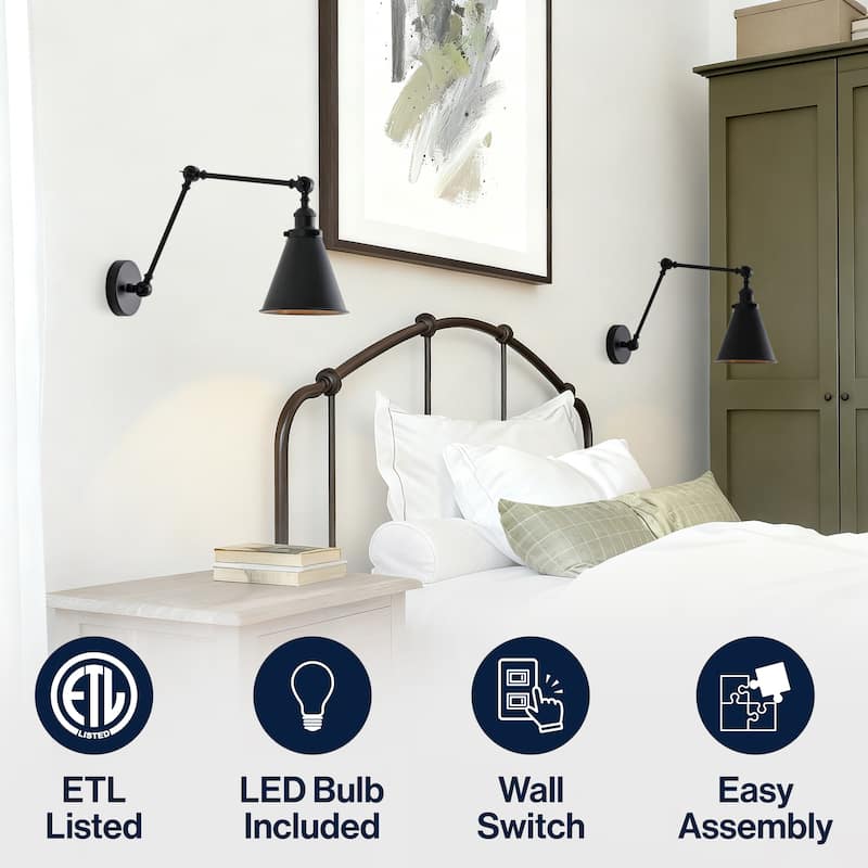 Rover 7" Adjustable Arm Metal LED Wall Sconce by JONATHAN Y