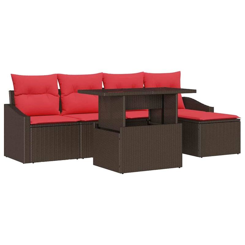vidaXL 6 Piece Garden Sofa Set with Cushions - 91.7×46.1×27.2