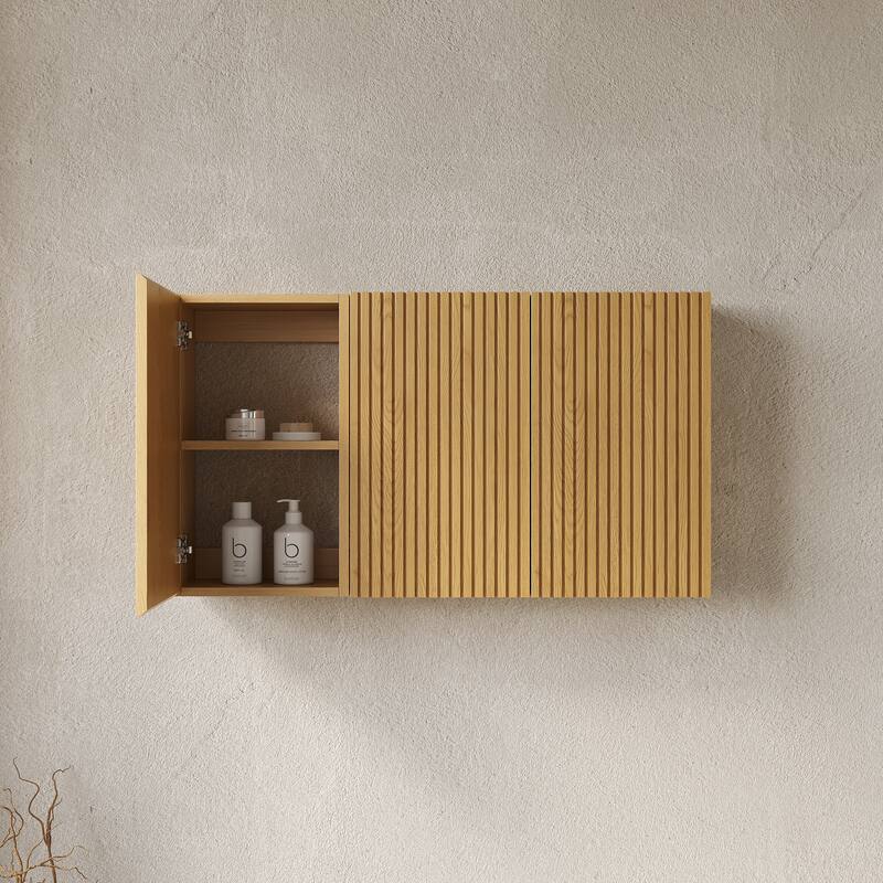 41"Bathroom Wall Mounted Cabinet, Composed of 3 Cabinets with Doors, Suitable for Bathroom, Living Room, and Laundry
