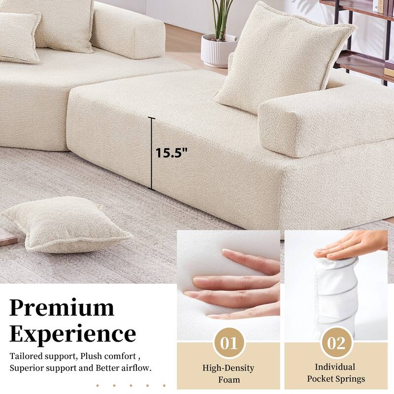 Boucle Fabric Frame for Oversized U-Shaped Sofa, Convertible Sofa Bed