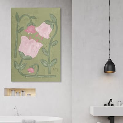 Wynwood Studio Canvas Floral and Botanical Hanging Lamps Flora Pink and Light Pink Modern & Contemporary Wall Art Canvas Print