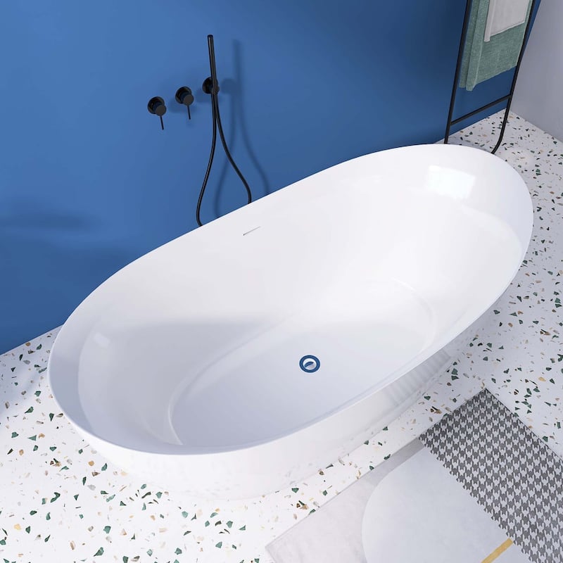 63 in. x 31 in. Acrylic Freestanding Soaking Bathtub in Gloss White - 31" x 63"