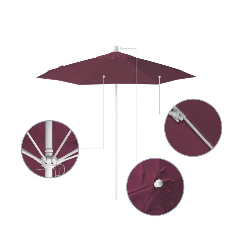 California Umbrella 7.5' Venture Series Patio Umbrella, White Aluminum Pole Fiberglass Ribs Push Lift, Pacifica Pacific Blue