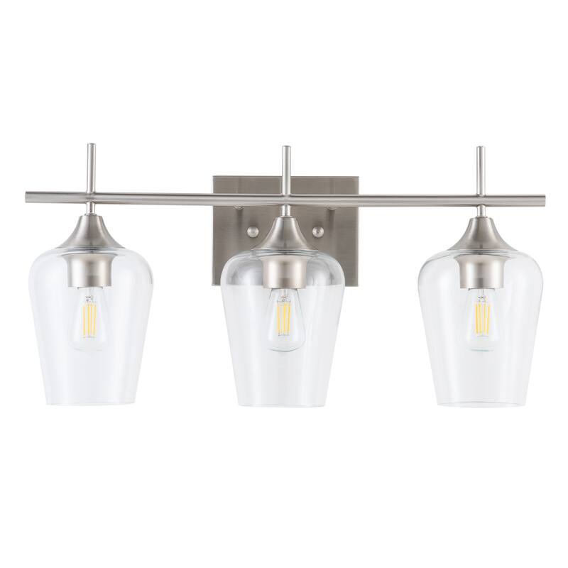 CO-Z Wall Sconce Vanity Lights with Glass Shade 2-Light/3-Light - Brushed Nickel - Brushed Nickel