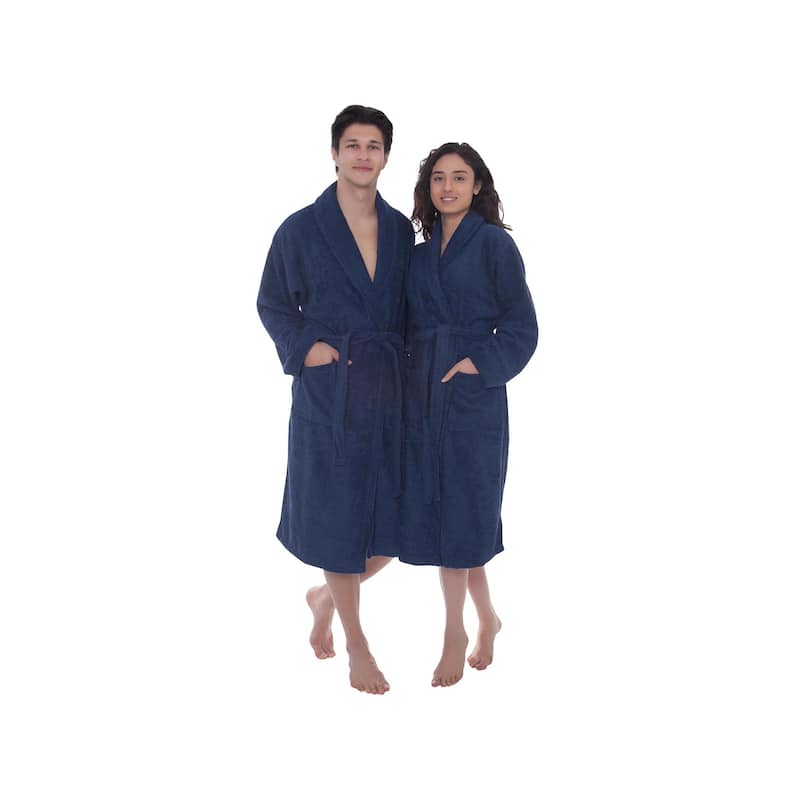 Ozan Premium Home Serene Collection 100% Turkish Cotton Unisex Terry Cloth Bathrobe - LXL - Navy