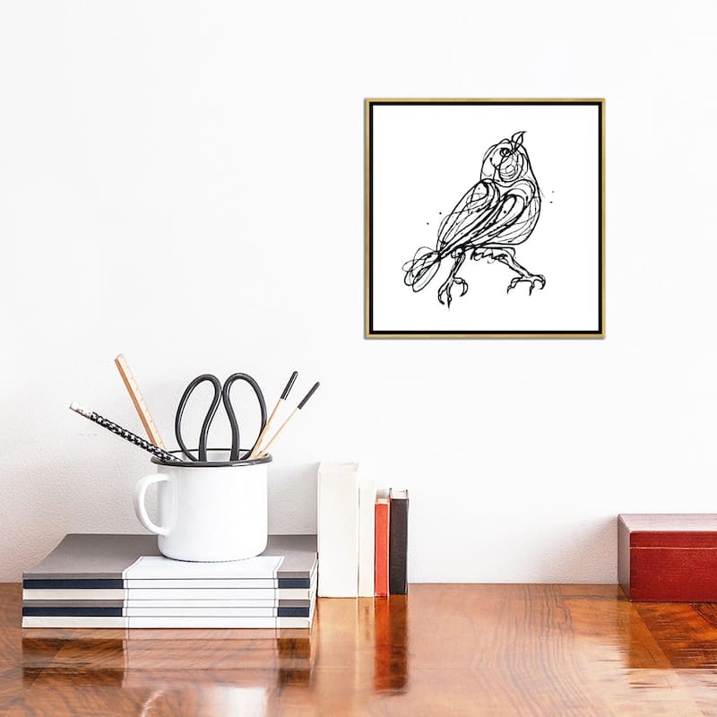 iCanvas "Chin Up - Cute Little Bird Jackson Pollock Style Drawing" by OLena Art Framed