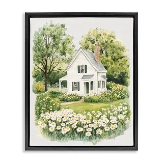 Stupell Quaint Countryside Cottage Garden Framed Floater Canvas Wall ...