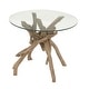 preview thumbnail 12 of 14, Brown Wood Handmade Tree Branch Accent Table with Clear Glass Top