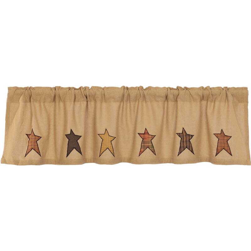 Stratton Burlap Applique Star Valance 16x72 - Valance 16x72