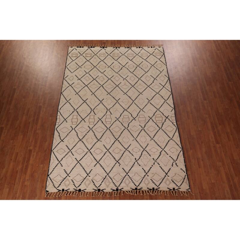 All-Over Trellis Moroccan Oriental Area Rug Handmade Wool Carpet - 8'1"x 11'10"