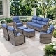 preview thumbnail 69 of 187, Outdoor Patio Sofa Swivel Chair with 6-Inch Thick Cushions Set 7PCS Sofa Swivel Chair w/ Ottoman - Grey Wicker Blue Cushion