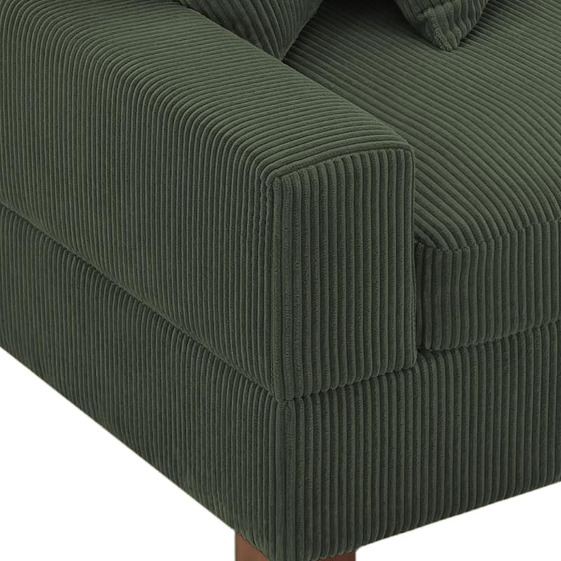 Upholstered Corduroy Modular Sectional Sofa with 2 throw pillows
