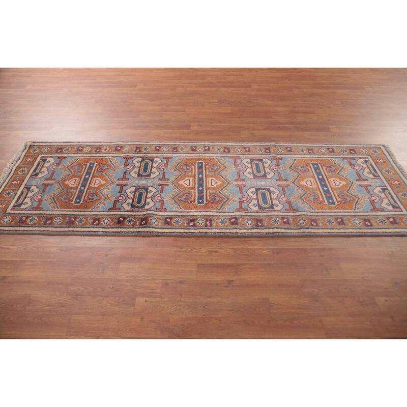 Geometric Khotan Runner Rug Handmade Oriental Wool Carpet - 2'6"x 7'10"